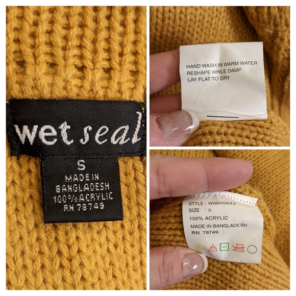 Mustard Yellow Sweater Jacket Fall Cardigan Short Sleeve Button Up Knit - Picture 7 of 10